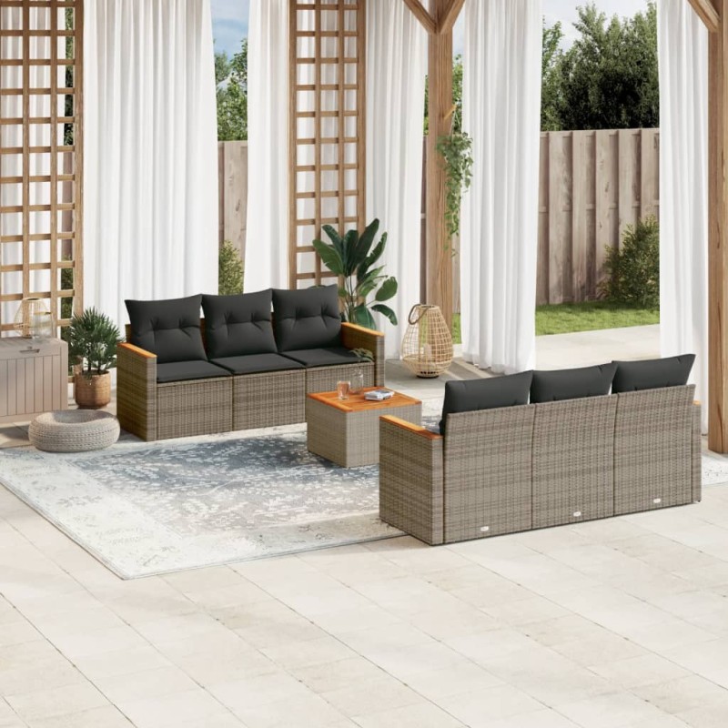 vidaXL 7-tlg. Garten-Sofagarnitur mit Kissen Grau Poly Rattan vidaXL 7-tlg. Garten-Sofagarnitur mit Kissen Grau Poly Rattan
