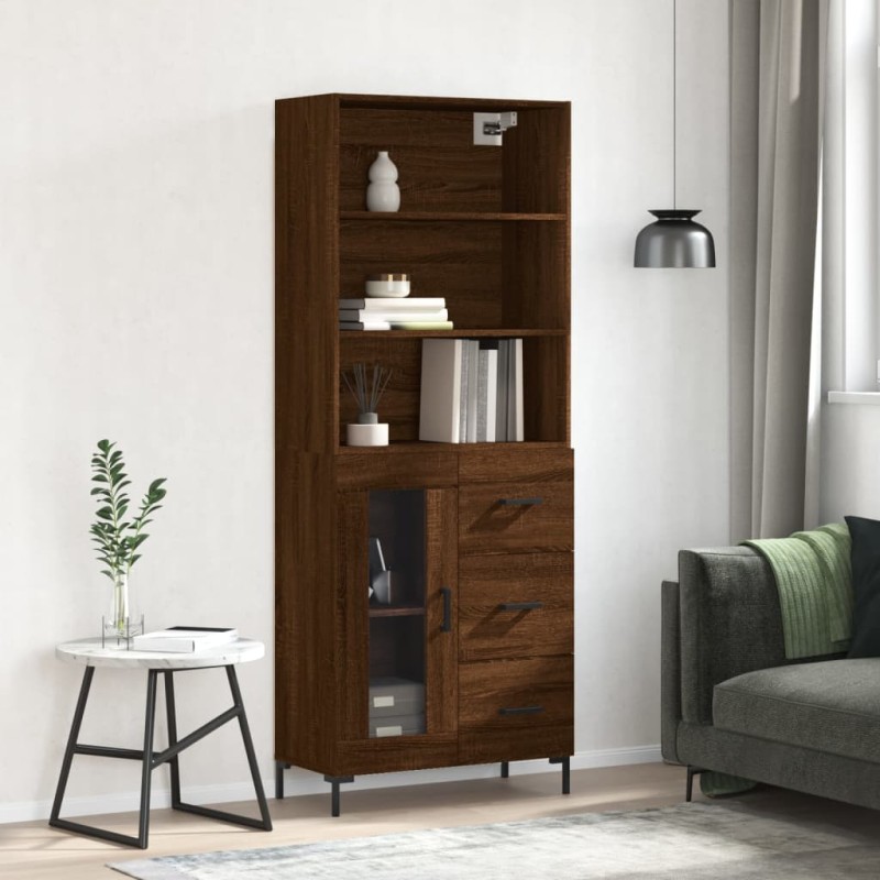 Highboard Braun Eichen-Optik 69,5x34x180 cm Holzwerkstoff Highboard Braun Eichen-Optik 69,5x34x180 cm Holzwerkstoff