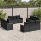 vidaXL 12-tlg. Garten-Sofagarnitur mit Kissen Schwarz Poly Rattan vidaXL 12-tlg. Garten-Sofagarnitur mit Kissen Schwarz Poly Rattan