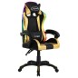 Gaming-Stuhl mit RGB LED-Leuchten Gold und Schwarz Kunstleder Gaming-Stuhl mit RGB LED-Leuchten Gold und Schwarz Kunstleder