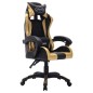 Gaming-Stuhl mit RGB LED-Leuchten Gold und Schwarz Kunstleder Gaming-Stuhl mit RGB LED-Leuchten Gold und Schwarz Kunstleder