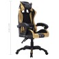 Gaming-Stuhl mit RGB LED-Leuchten Gold und Schwarz Kunstleder Gaming-Stuhl mit RGB LED-Leuchten Gold und Schwarz Kunstleder