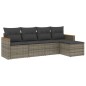 vidaXL 5-tlg. Garten-Sofagarnitur mit Kissen Grau Poly Rattan vidaXL 5-tlg. Garten-Sofagarnitur mit Kissen Grau Poly Rattan