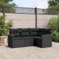 vidaXL 4-tlg. Garten-Sofagarnitur mit Kissen Schwarz Poly Rattan vidaXL 4-tlg. Garten-Sofagarnitur mit Kissen Schwarz Poly Rattan