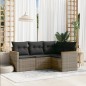 vidaXL 4-tlg. Garten-Sofagarnitur mit Kissen Grau Poly Rattan vidaXL 4-tlg. Garten-Sofagarnitur mit Kissen Grau Poly Rattan
