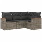 vidaXL 4-tlg. Garten-Sofagarnitur mit Kissen Grau Poly Rattan vidaXL 4-tlg. Garten-Sofagarnitur mit Kissen Grau Poly Rattan