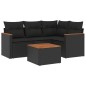 vidaXL 5-tlg. Garten-Sofagarnitur mit Kissen Schwarz Poly Rattan vidaXL 5-tlg. Garten-Sofagarnitur mit Kissen Schwarz Poly Rattan