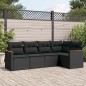vidaXL 5-tlg. Garten-Sofagarnitur mit Kissen Schwarz Poly Rattan vidaXL 5-tlg. Garten-Sofagarnitur mit Kissen Schwarz Poly Rattan