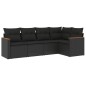 vidaXL 5-tlg. Garten-Sofagarnitur mit Kissen Schwarz Poly Rattan vidaXL 5-tlg. Garten-Sofagarnitur mit Kissen Schwarz Poly Rattan