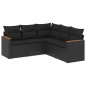 vidaXL 5-tlg. Garten-Sofagarnitur mit Kissen Schwarz Poly Rattan vidaXL 5-tlg. Garten-Sofagarnitur mit Kissen Schwarz Poly Rattan