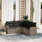 vidaXL 5-tlg. Garten-Sofagarnitur mit Kissen Grau Poly Rattan vidaXL 5-tlg. Garten-Sofagarnitur mit Kissen Grau Poly Rattan