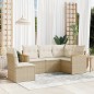 vidaXL 5-tlg. Garten-Sofagarnitur mit Kissen Beige Poly Rattan vidaXL 5-tlg. Garten-Sofagarnitur mit Kissen Beige Poly Rattan