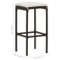 Barhocker mit Kissen 3 Stk. Braun Poly Rattan Barhocker mit Kissen 3 Stk. Braun Poly Rattan