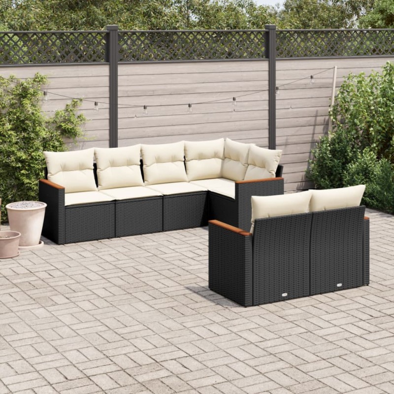 vidaXL 7-tlg. Garten-Sofagarnitur mit Kissen Schwarz Poly Rattan vidaXL 7-tlg. Garten-Sofagarnitur mit Kissen Schwarz Poly Rattan