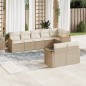 vidaXL 8-tlg. Garten-Sofagarnitur mit Kissen Beige Poly Rattan vidaXL 8-tlg. Garten-Sofagarnitur mit Kissen Beige Poly Rattan