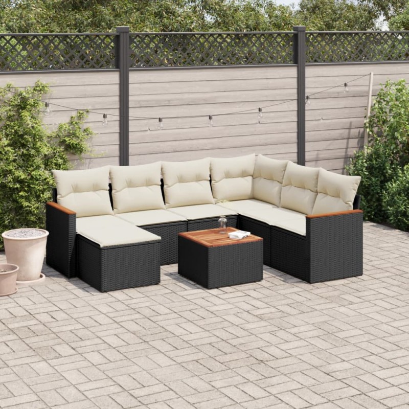 vidaXL 8-tlg. Garten-Sofagarnitur mit Kissen Schwarz Poly Rattan vidaXL 8-tlg. Garten-Sofagarnitur mit Kissen Schwarz Poly Rattan