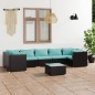 vidaXL 8-tlg. Garten-Lounge-Set mit Kissen Poly Rattan Schwarz vidaXL 8-tlg. Garten-Lounge-Set mit Kissen Poly Rattan Schwarz