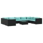 vidaXL 10-tlg. Garten-Lounge-Set mit Kissen Poly Rattan Schwarz vidaXL 10-tlg. Garten-Lounge-Set mit Kissen Poly Rattan Schwarz