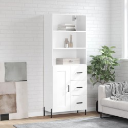 Highboard Hochglanz-Weiß 69,5x34x180 cm Holzwerkstoff