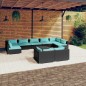 vidaXL 10-tlg. Garten-Lounge-Set mit Kissen Schwarz Poly Rattan vidaXL 10-tlg. Garten-Lounge-Set mit Kissen Schwarz Poly Rattan