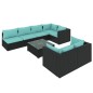 vidaXL 8-tlg. Garten-Lounge-Set mit Kissen Schwarz Poly Rattan vidaXL 8-tlg. Garten-Lounge-Set mit Kissen Schwarz Poly Rattan