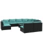 vidaXL 10-tlg. Garten-Lounge-Set mit Kissen Poly Rattan Schwarz vidaXL 10-tlg. Garten-Lounge-Set mit Kissen Poly Rattan Schwarz