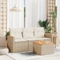 vidaXL 4-tlg. Garten-Sofagarnitur mit Kissen Beige Poly Rattan vidaXL 4-tlg. Garten-Sofagarnitur mit Kissen Beige Poly Rattan