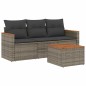 vidaXL 4-tlg. Garten-Sofagarnitur mit Kissen Grau Poly Rattan vidaXL 4-tlg. Garten-Sofagarnitur mit Kissen Grau Poly Rattan