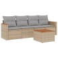 vidaXL 5-tlg. Garten-Sofagarnitur mit Kissen Beige Poly Rattan vidaXL 5-tlg. Garten-Sofagarnitur mit Kissen Beige Poly Rattan
