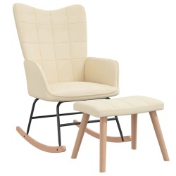 vidaXL Schaukelsessel mit Hocker Creme Stoff