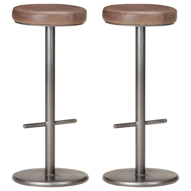 Barhocker 2 Stk. Distressed Braun Echtleder Barhocker 2 Stk. Distressed Braun Echtleder