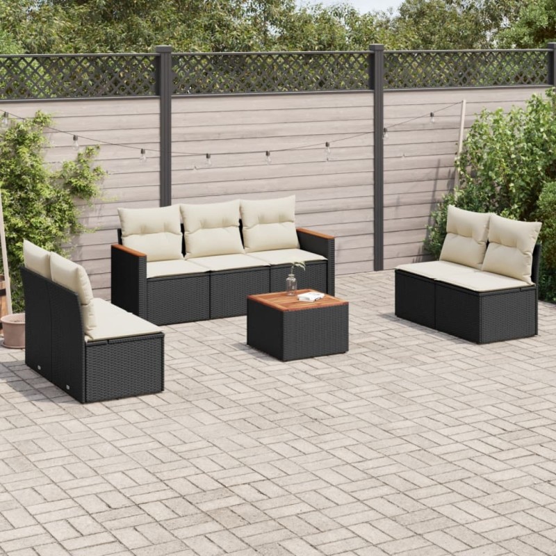 vidaXL 8-tlg. Garten-Sofagarnitur mit Kissen Schwarz Poly Rattan vidaXL 8-tlg. Garten-Sofagarnitur mit Kissen Schwarz Poly Rattan