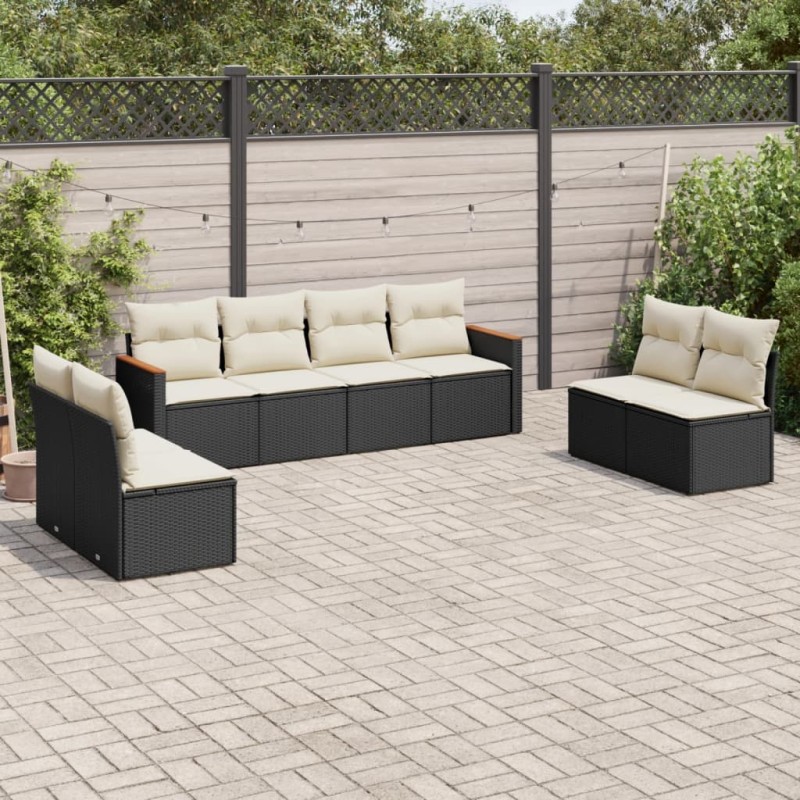 vidaXL 8-tlg. Garten-Sofagarnitur mit Kissen Schwarz Poly Rattan vidaXL 8-tlg. Garten-Sofagarnitur mit Kissen Schwarz Poly Rattan