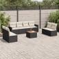 vidaXL 9-tlg. Garten-Sofagarnitur mit Kissen Schwarz Poly Rattan vidaXL 9-tlg. Garten-Sofagarnitur mit Kissen Schwarz Poly Rattan
