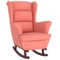 Schaukelstuhl mit Massivholz-Gummibeinen Rosa Samt Schaukelstuhl mit Massivholz-Gummibeinen Rosa Samt