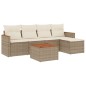 vidaXL 6-tlg. Garten-Sofagarnitur mit Kissen Beige Poly Rattan vidaXL 6-tlg. Garten-Sofagarnitur mit Kissen Beige Poly Rattan