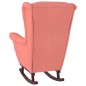 Schaukelstuhl mit Massivholz-Gummibeinen Rosa Samt Schaukelstuhl mit Massivholz-Gummibeinen Rosa Samt