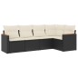 vidaXL 5-tlg. Garten-Sofagarnitur mit Kissen Schwarz Poly Rattan vidaXL 5-tlg. Garten-Sofagarnitur mit Kissen Schwarz Poly Rattan