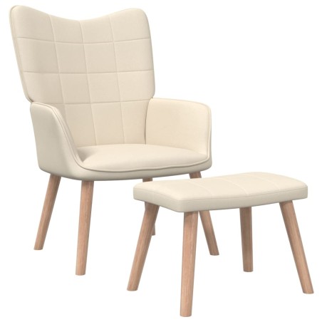 vidaXL Relaxsessel mit Hocker Creme Stoff