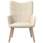 vidaXL Relaxsessel mit Hocker Creme Stoff vidaXL Relaxsessel mit Hocker Creme Stoff