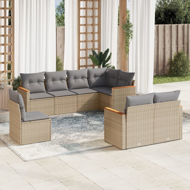 vidaXL 8-tlg. Garten-Sofagarnitur mit Kissen Beige Poly Rattan vidaXL 8-tlg. Garten-Sofagarnitur mit Kissen Beige Poly Rattan