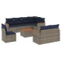 vidaXL 9-tlg. Garten-Sofagarnitur mit Kissen Grau Poly Rattan vidaXL 9-tlg. Garten-Sofagarnitur mit Kissen Grau Poly Rattan