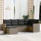 vidaXL 6-tlg. Garten-Sofagarnitur mit Kissen Grau Poly Rattan vidaXL 6-tlg. Garten-Sofagarnitur mit Kissen Grau Poly Rattan