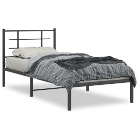 vidaXL Bettgestell mit Kopfteil Metall Schwarz 90x190 cm