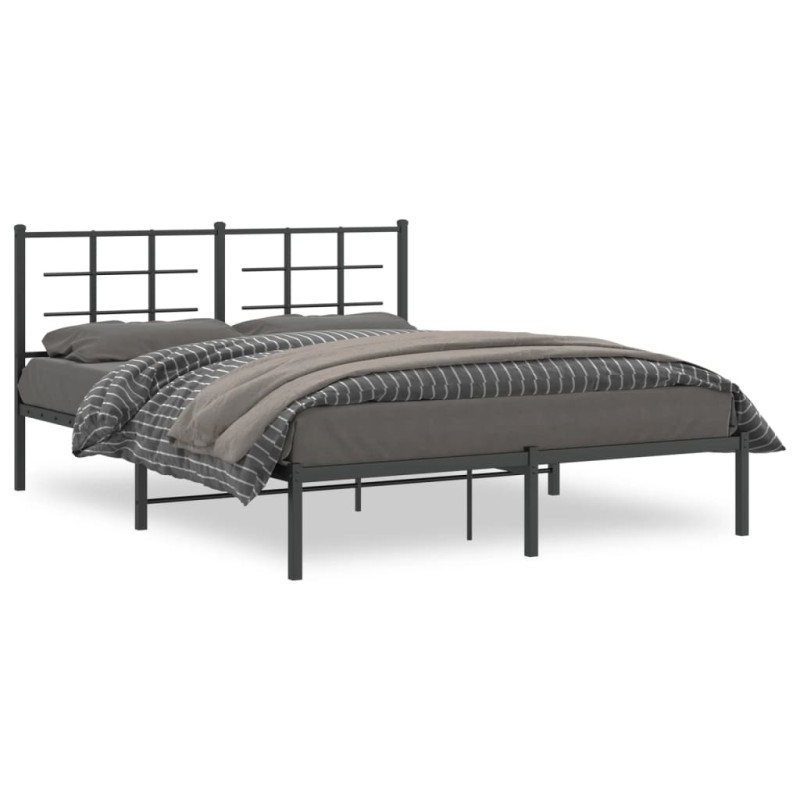vidaXL Bettgestell mit Kopfteil Metall Schwarz 150x200 cm vidaXL Bettgestell mit Kopfteil Metall Schwarz 150x200 cm