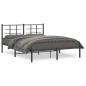 vidaXL Bettgestell mit Kopfteil Metall Schwarz 150x200 cm vidaXL Bettgestell mit Kopfteil Metall Schwarz 150x200 cm