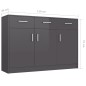 vidaXL Sideboard Hochglanz-Grau 110x30x75 cm Holzwerkstoff vidaXL Sideboard Hochglanz-Grau 110x30x75 cm Holzwerkstoff