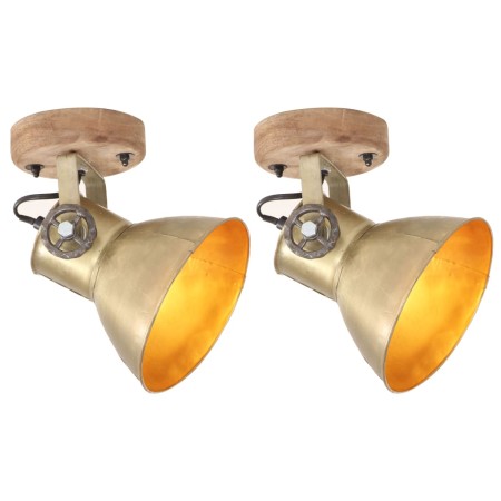 vidaXL Wand-/Deckenlampen Industriestil 2 Stk. Messing 20x25 cm E27 