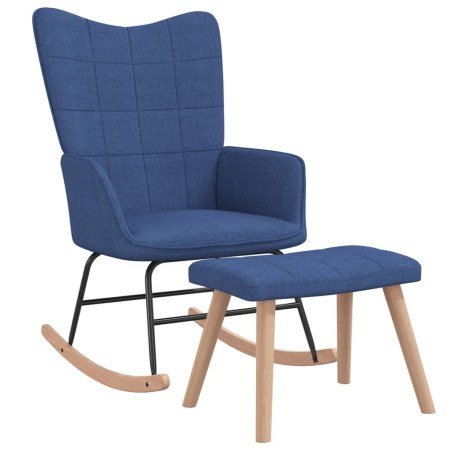 vidaXL Schaukelsessel mit Hocker Blau Stoff