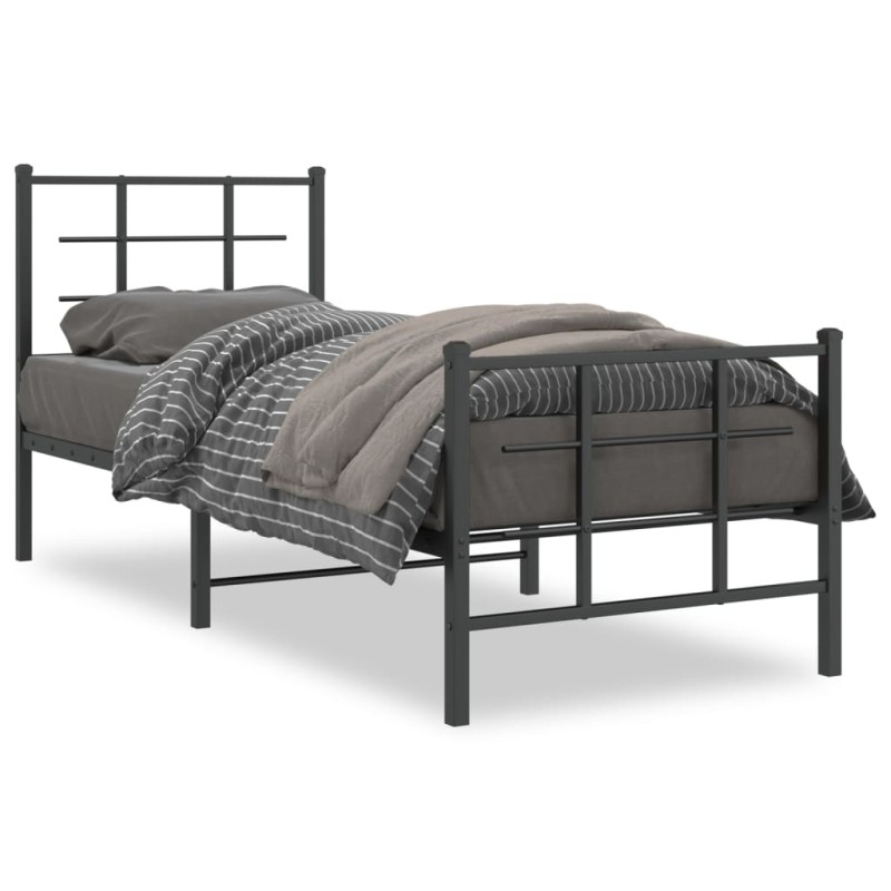 vidaXL Bettgestell mit Kopf- und Fußteil Metall Schwarz 75x190 cm vidaXL Bettgestell mit Kopf- und Fußteil Metall Schwarz 75x190 cm